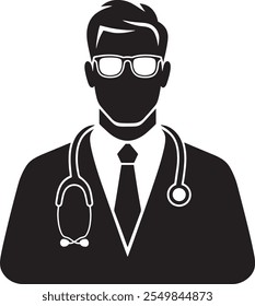  Doctor Silhouette with Stethoscope and Cross for Medical Design