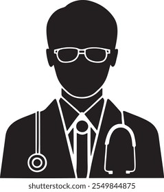  Doctor Silhouette with Stethoscope and Cross for Medical Design