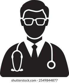  Doctor Silhouette with Stethoscope and Cross for Medical Design