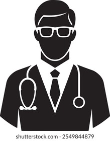  Doctor Silhouette with Stethoscope and Cross for Medical Design