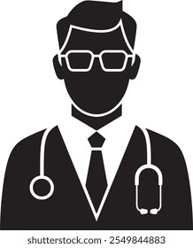  Doctor Silhouette with Stethoscope and Cross for Medical Design