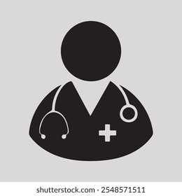 Doctor silhouette vector art illustration with white background
