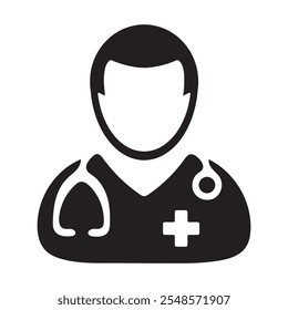 Doctor silhouette vector art illustration with white background
