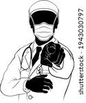 A doctor in silhouette wearing PPE mask and pointing with his finger in a Needs You gesture.