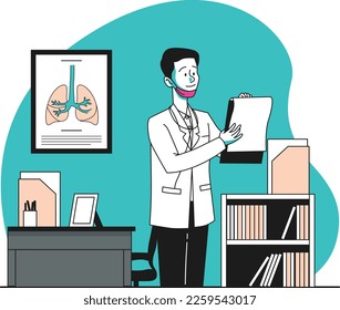 Ilustración de vectores simple de doctor hecha con línea y sombras