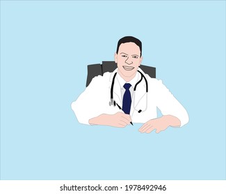 doctor sitting on a chair and writing