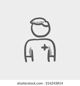 Doctor sketch icon for web, mobile and infographics. Hand drawn vector dark grey icon isolated on light grey background.