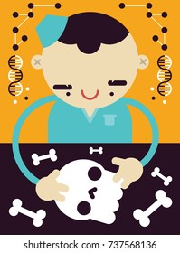 Doctor with Skull examining some bones