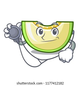Doctor slice of melon isolated on cartoon