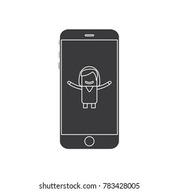 Doctor in a smartphone, vector illustration design. Health care characters collection.