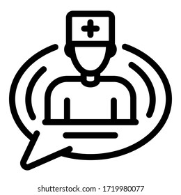 Doctor speech icon. Outline doctor speech vector icon for web design isolated on white background