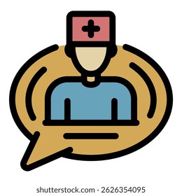 Icono del discurso del doctor. Contorno doctor Vector de voz icono de color plano aislado