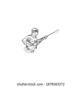 Doctor, spray vector sketch illustration hand draw