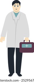 Personagem de Desenho Animado de Doctor Staff. Ilustração de vetor plano.