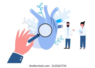 doctor and Staff in Hospital Office examine the heart and recommend treatment Cardiac Disease Heart Care