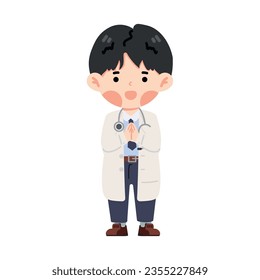 doctor stand for thank and welcome to greeting patient