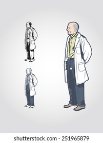 Doctor standing with arms behind back