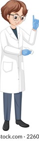 Un médico parado con una ilustración de la pose explicativa