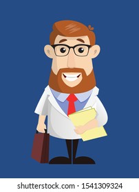 Doctor - Standing with File and Briefcase