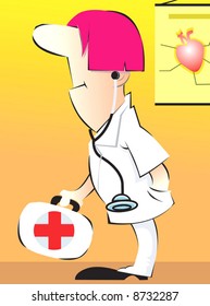  doctor standing with first aid box	