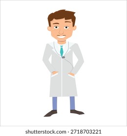 Doctor de pie con las manos en los bolsillos Ilustración vectorial