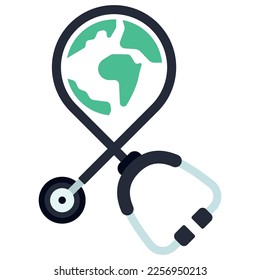 Doctor Stethoscope Around Globe Vectorart
