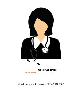 Doctor with stethoscope around her neck.doctor icon .vector illustration.