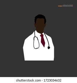 Doctor with stethoscope around his neck on gray background.vector illustration.