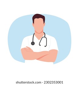 A doctor with a stethoscope around his neck is standing in front of a blue background