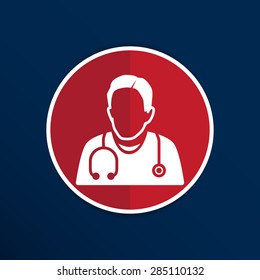 Doctor with stethoscope around his neck icon.