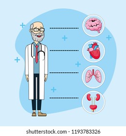 doctor stethoscope with brain and urinary system