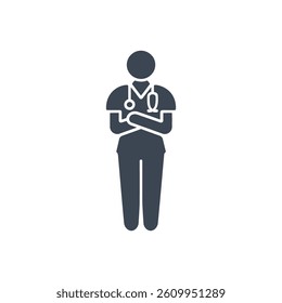 Doctor with Stethoscope and Clipboard Icon On White Background
