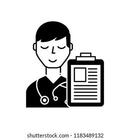doctor with stethoscope and clipboard report medical