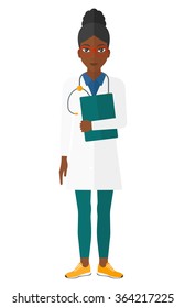 Doctor with stethoscope and file.