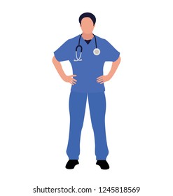 Doctor with stethoscope flat icon design