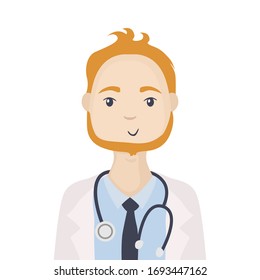 Doctor with stethoscope flat illustration. Vector.