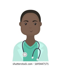 Doktor mit Stethoskop-Flachbild. Vektorillustration.