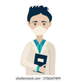 Doctor con estetoscopio liso. Vector.