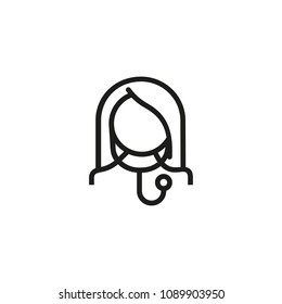 Doctor with stethoscope. Flat thin line illustration. Nurse, general practitioner, physician. Clinic concept. For health, medicine, medical staff