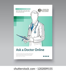 doctor with stethoscope for flyers, poster, web, banner, and card sketch vector illustration