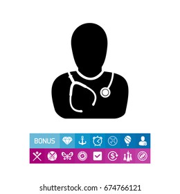 Doctor with Stethoscope Icon
