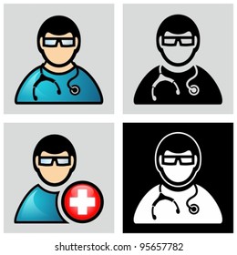 Doctor with stethoscope icon.