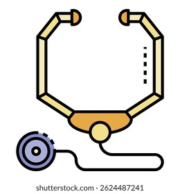 Doctor stethoscope icon. Outline doctor stethoscope vector icon color flat isolated on white