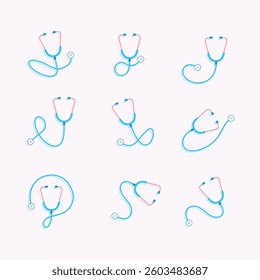 doctor stethoscope icon set vector design