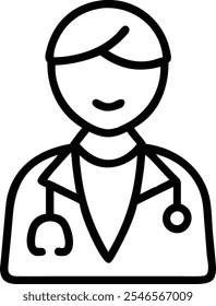 Médico con el icono del estetoscopio Ilustración vectorial