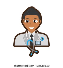 doctor stethoscope and id card vector illustration eps 10