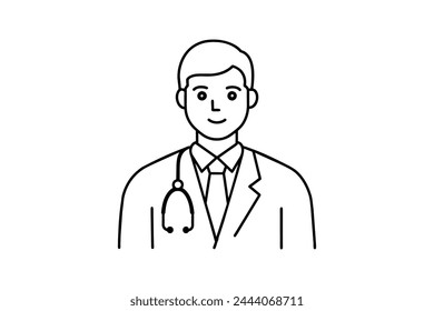 doctor with stethoscope lineart illustration	