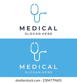 Doctor stethoscope logo design for health care with creative idea. Vector illustration.