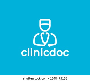 Doctor And Stethoscope Logo Design. Physician Doctor Vector Design. Medical Logotype