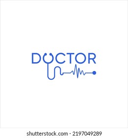 doctor stethoscope logo with pulse vector